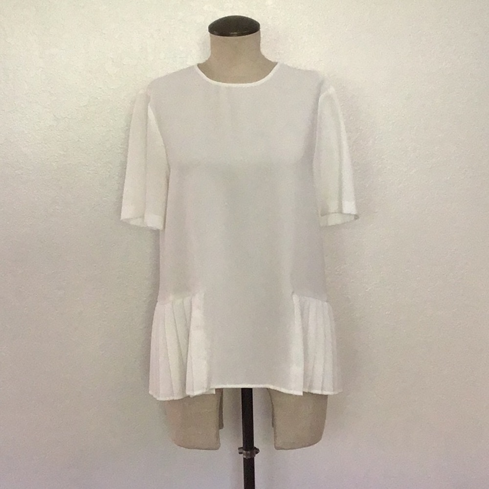 Zara Off White Short Sleeve Blouse